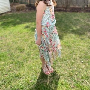 Girls Nordstrom Ava and Yelly floral high low hem dress Size 12